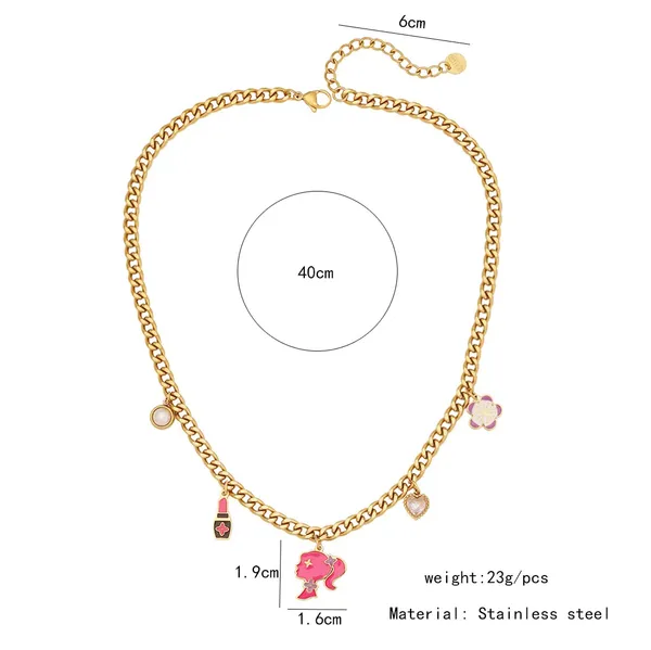Gold_Barbiecore_Charm_Necklace_For_Women